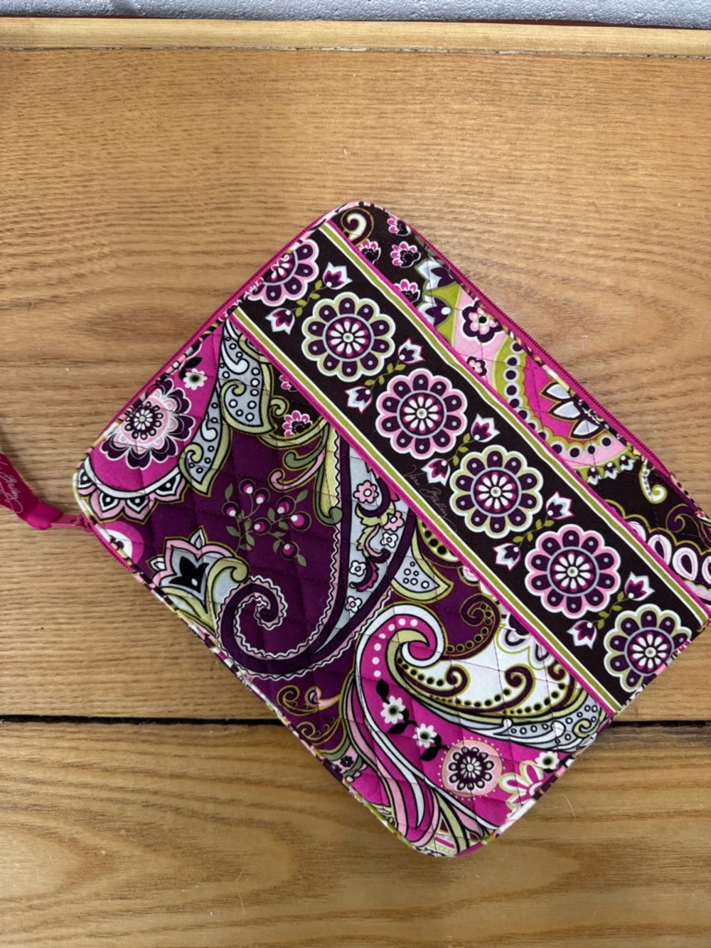 Quilted Pink Paisley Zip Pouch - Women Bags IPad Case